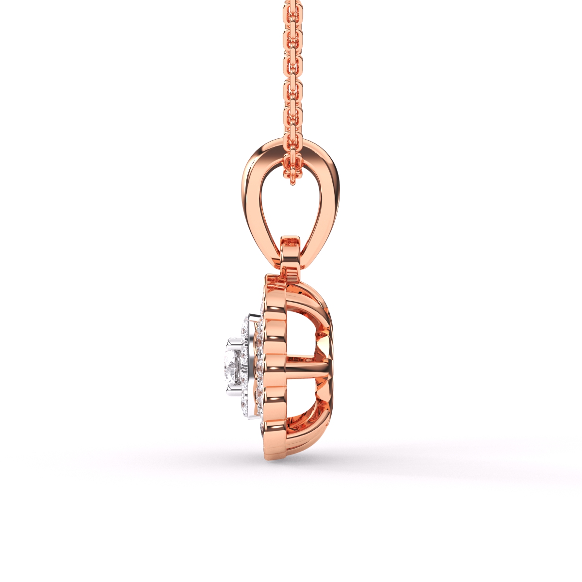 Square Shaped Double Halo Diamond Pendant